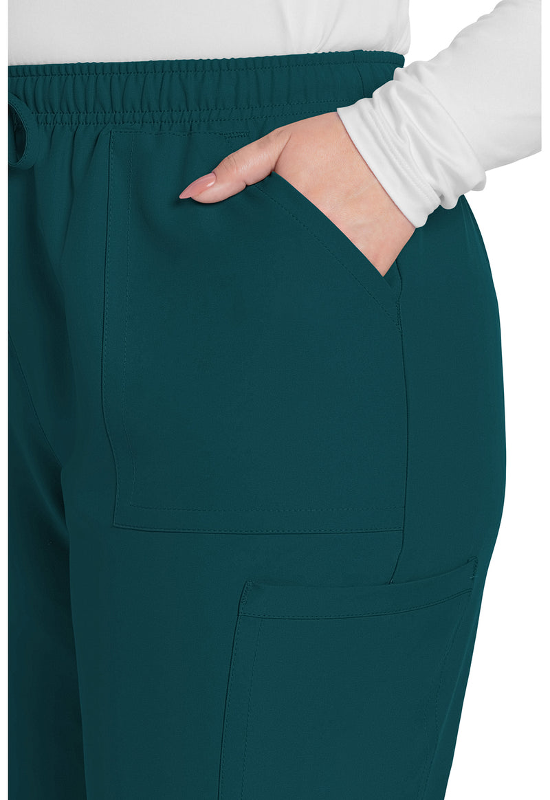 Caribbean Blue - Women's Mid Rise Pull-on Slim Leg Cargo Scrub Pants – Tall (View 2)