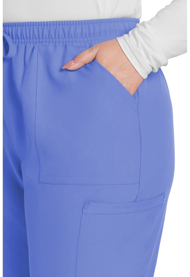 Ciel Blue - Women's Mid Rise Pull-on Slim Leg Cargo Scrub Pants – Tall (View 2)