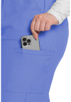 Ciel Blue - Women's Mid Rise Pull-on Slim Leg Cargo Scrub Pants – Tall (View 3)