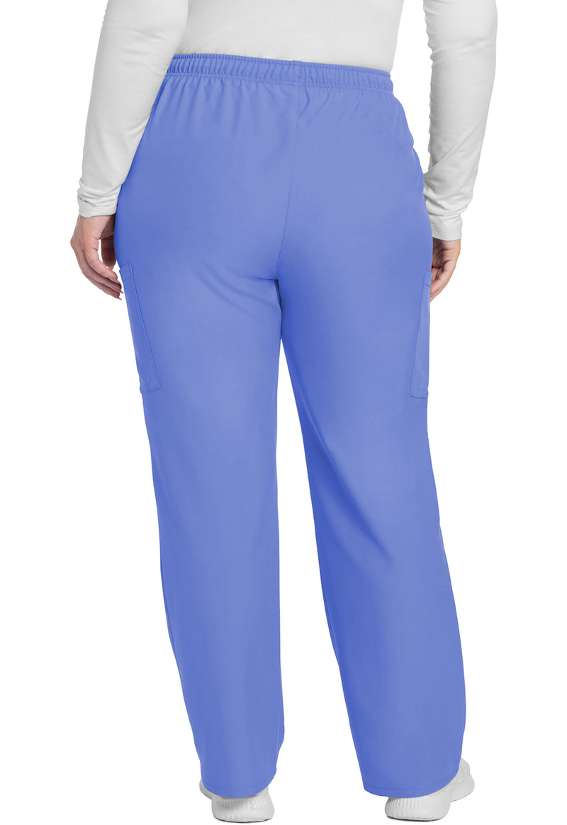 Ciel Blue - Women's Mid Rise Pull-on Slim Leg Cargo Scrub Pants – Tall (Back)