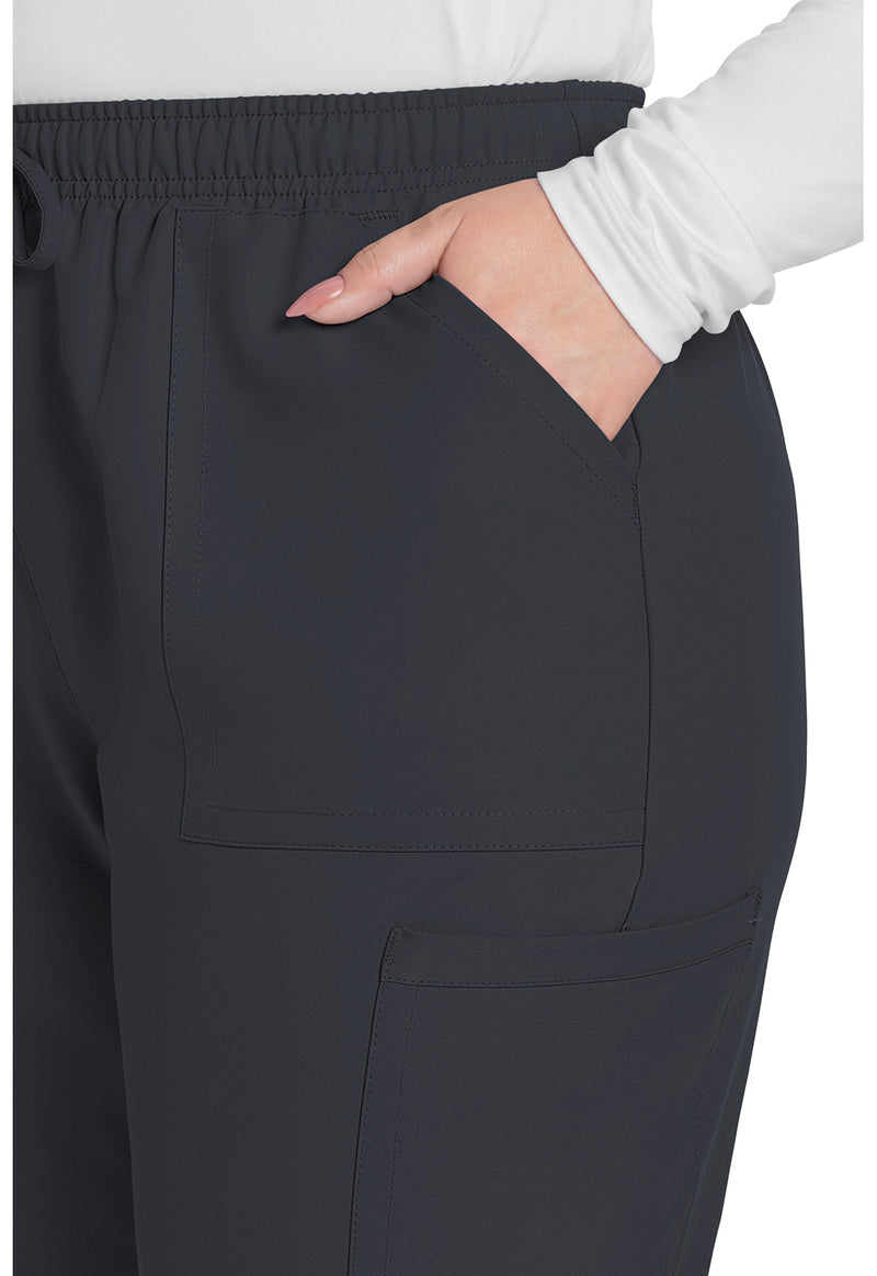 Pewter - Women's Mid Rise Pull-on Slim Leg Cargo Scrub Pants – Tall (View 2)