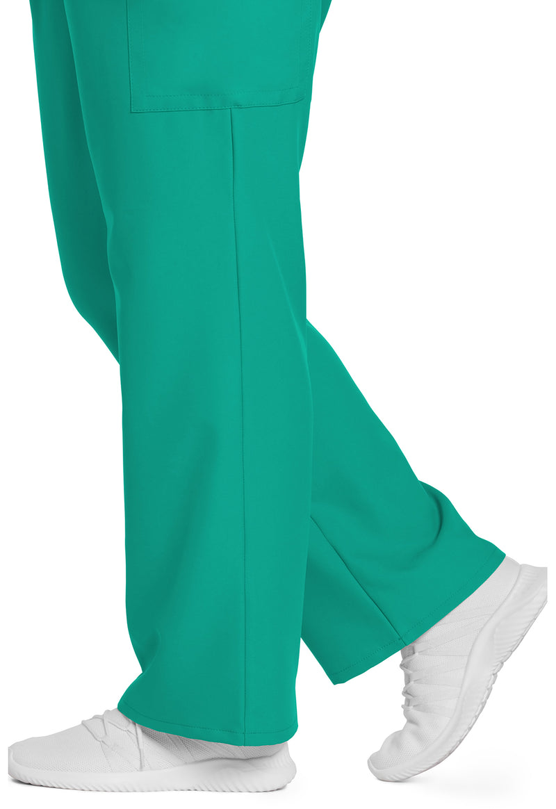 Teal Blue - Women's Mid Rise Pull-on Slim Leg Cargo Scrub Pants – Tall (View 4)