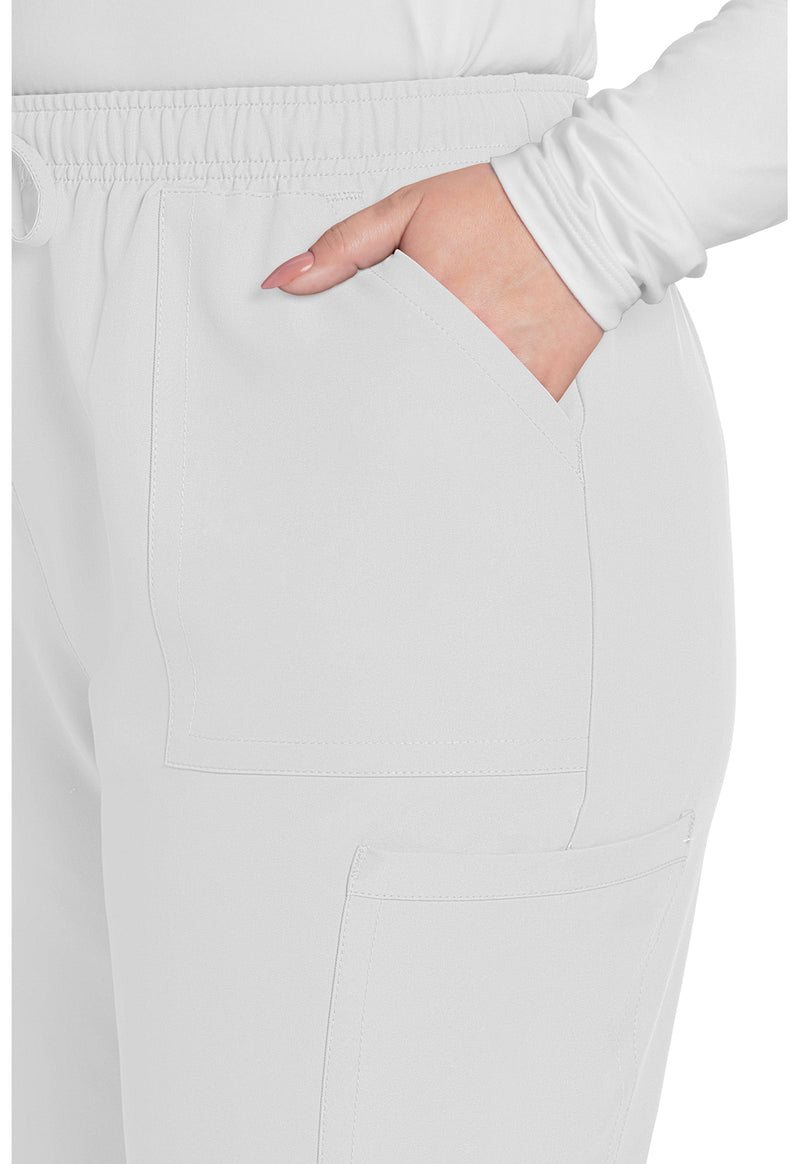 White - Women's Mid Rise Pull-on Slim Leg Cargo Scrub Pants – Tall (View 2)