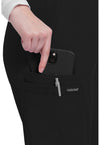 Black - Women's Mid Rise Pull-on Slim Leg Cargo Scrub Pants – Regular (View 3)