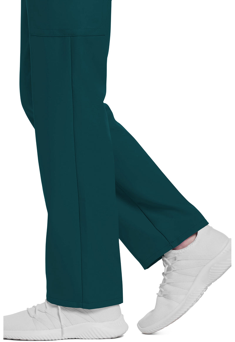 Caribbean Blue - Women's Mid Rise Pull-on Slim Leg Cargo Scrub Pants – Regular (View 4)