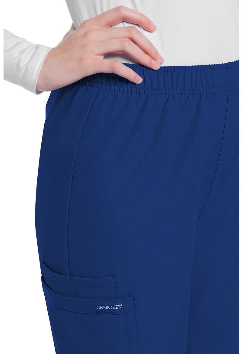 Galaxy Blue - Women's Mid Rise Pull-on Slim Leg Cargo Scrub Pants – Regular (View 2)