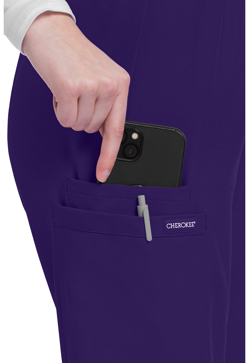 Grape - Women's Mid Rise Pull-on Slim Leg Cargo Scrub Pants – Regular (View 3)