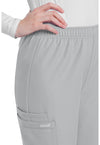 Grey - Women's Mid Rise Pull-on Slim Leg Cargo Scrub Pants – Regular (View 2)