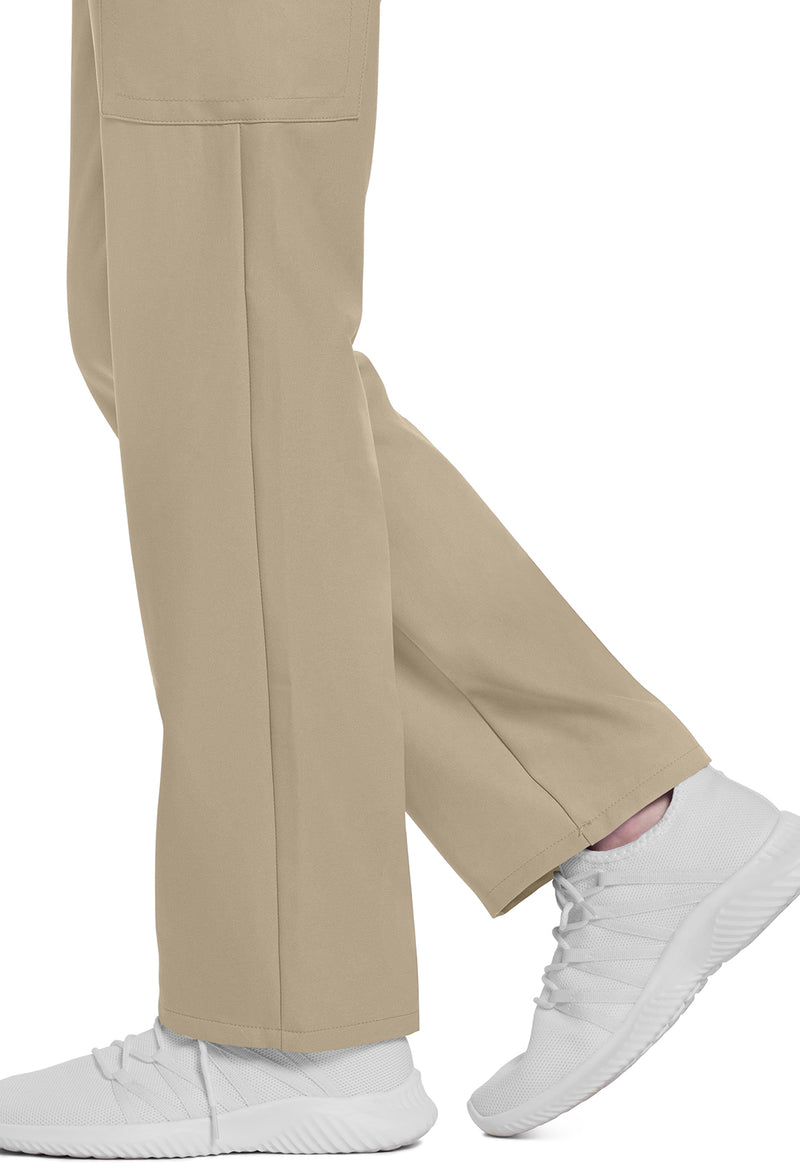 Khaki - Women's Mid Rise Pull-on Slim Leg Cargo Scrub Pants – Regular (View 4)