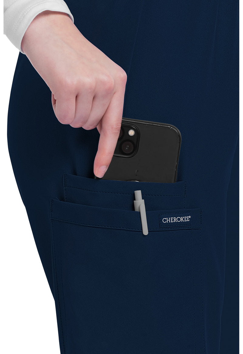navy - Mid Rise Pull-on Slim Leg Cargo Pant (View 3)