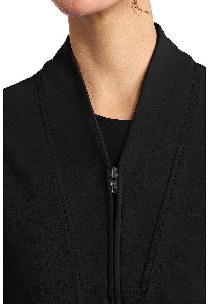 Black - Women's Zip-Up Warm-Up Scrub Jacket (View 3)