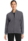 Pewter - Cherokee Achieve Women Scrub Jacket - Front View