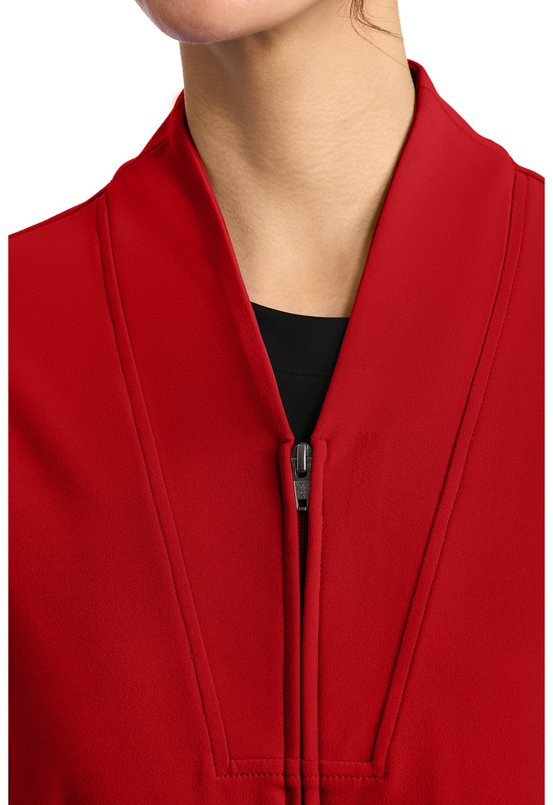RED - Women's Zip-Up Warm-Up Scrub Jacket (View 3)