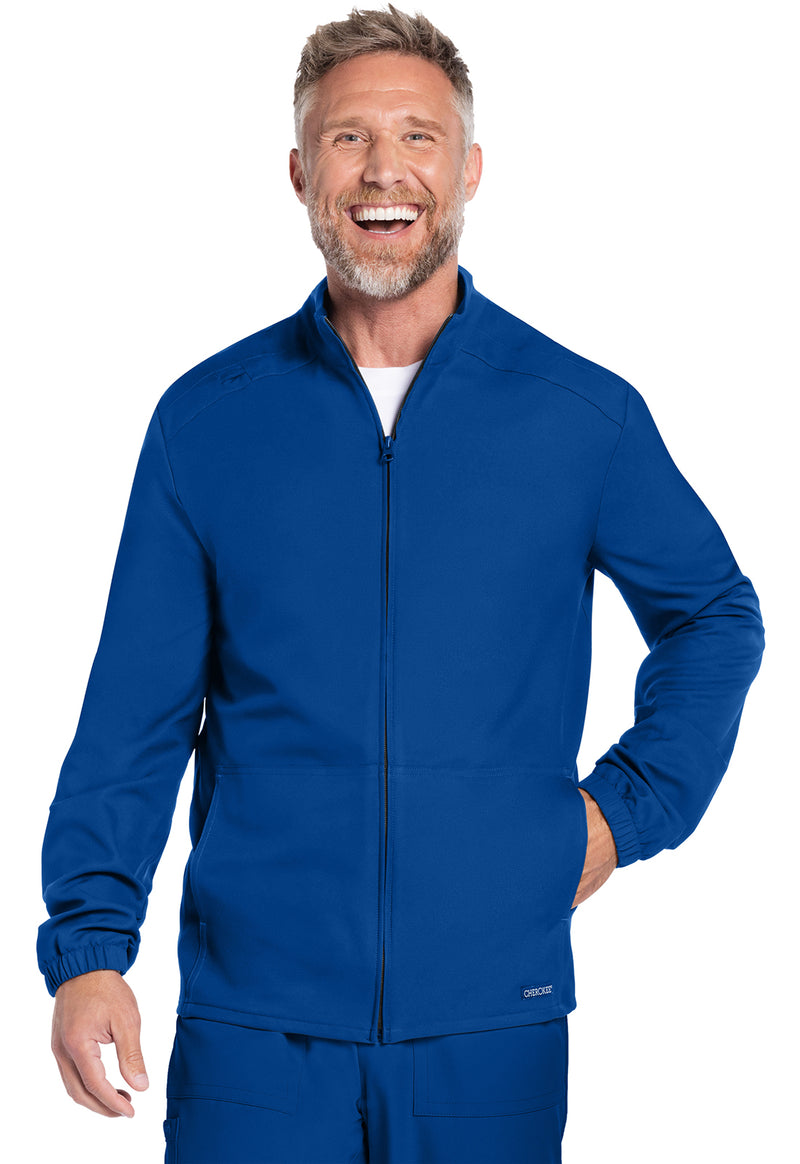 Galaxy Blue - Cherokee WW Originals Ultra Men Scrub Jacket - Front View