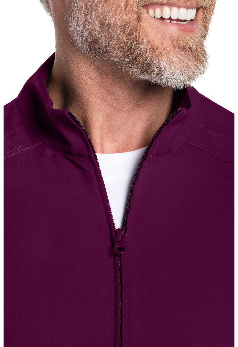 Wine - Men's Zip Front Scrub Jacket (View 2)
