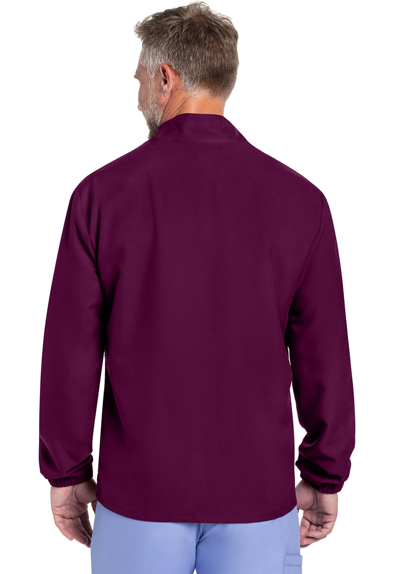 Wine - Cherokee WW Originals Ultra Men Scrub Jacket - Back View
