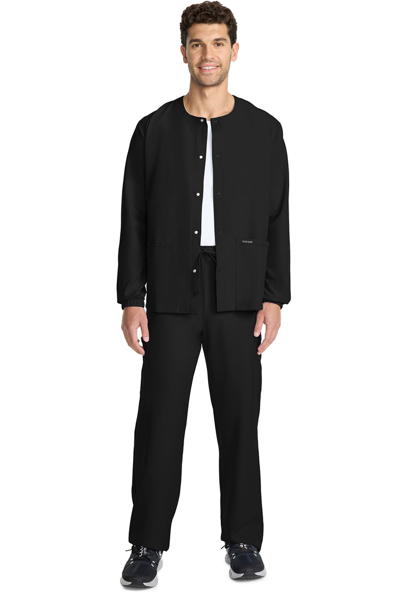 Black - Unisex Snap Front Warm Up Scrub Jacket (View 2)