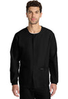 Black - Unisex Snap Front Warm Up Scrub Jacket (View 3)