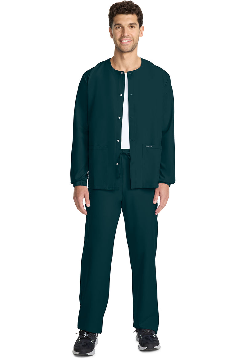 Caribbean Blue - Unisex Snap Front Warm Up Scrub Jacket (View 2)
