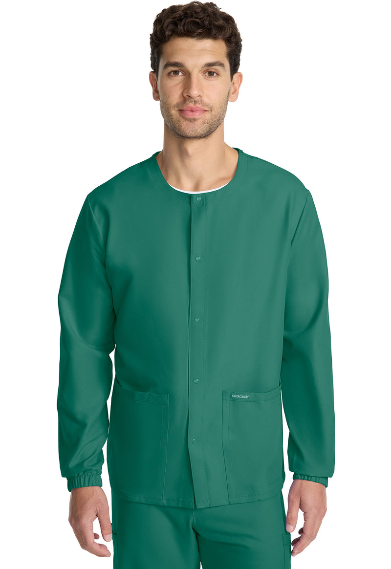 Hunter Green - Unisex Snap Front Warm Up Scrub Jacket (View 3)