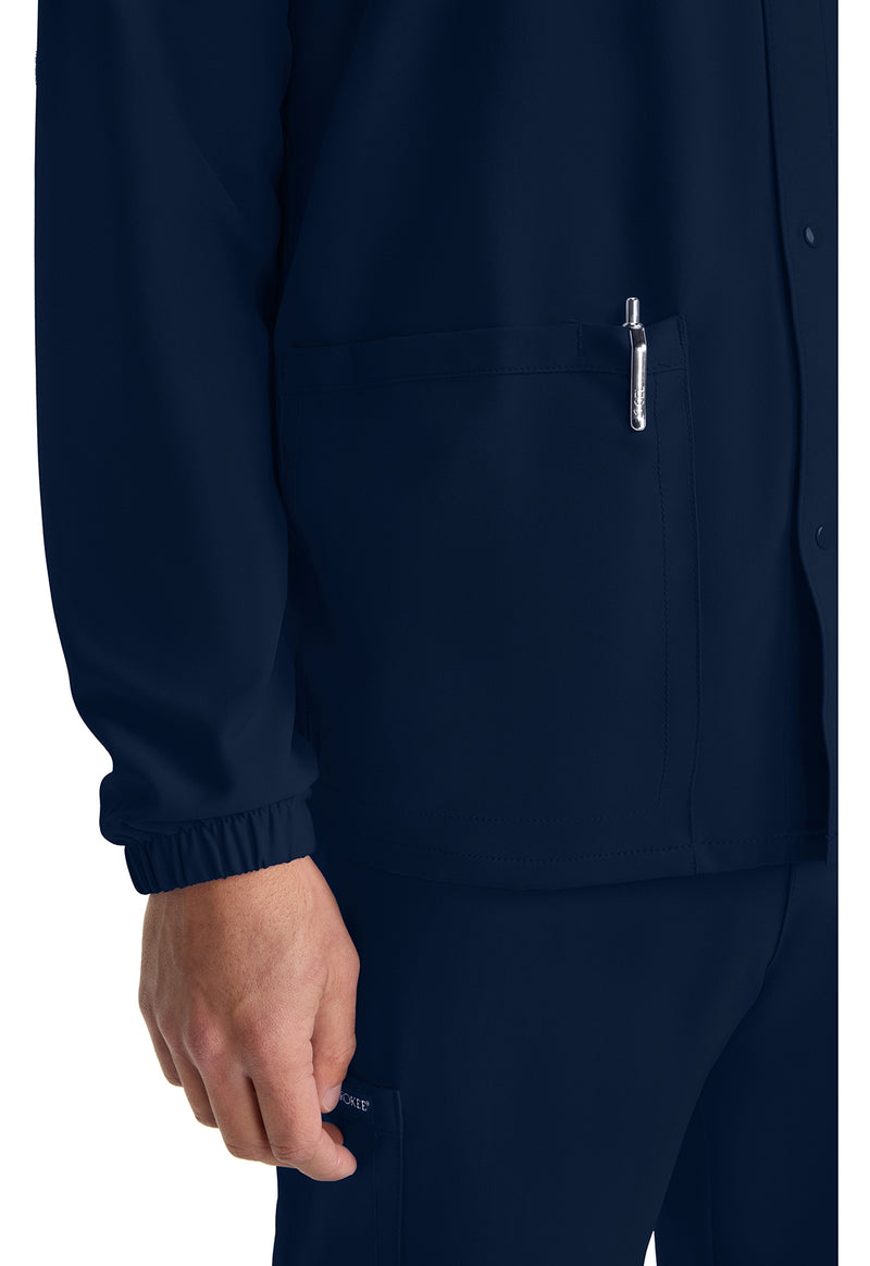 Navy - Unisex Snap Front Warm Up Scrub Jacket (View 2)