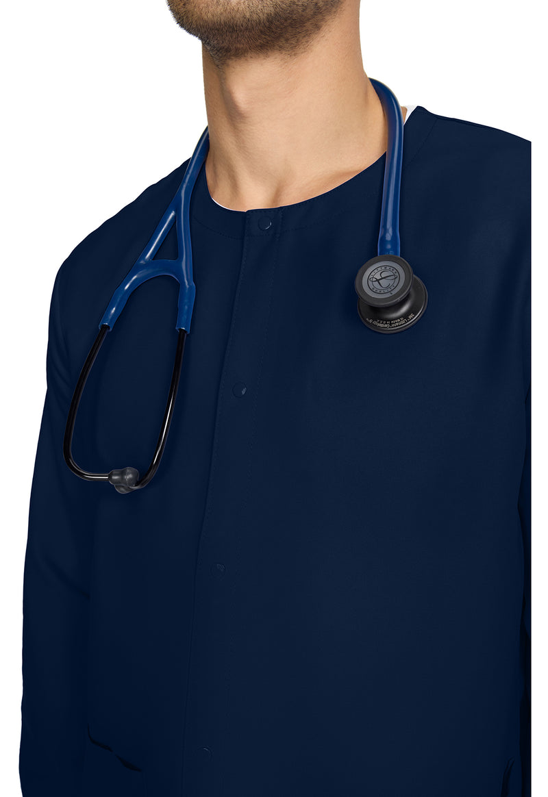 Navy - Unisex Snap Front Warm Up Scrub Jacket (View 4)