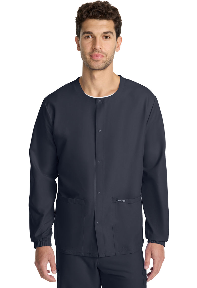 Pewter - Unisex Snap Front Warm Up Scrub Jacket (View 3)
