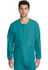 Teal Blue - Unisex Snap Front Warm Up Scrub Jacket (View 3)