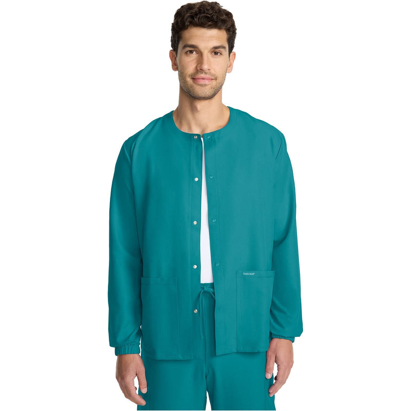 teal blue - Unisex Snap Front Warm Up Jacket