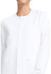 White - Unisex Snap Front Warm Up Scrub Jacket (View 2)