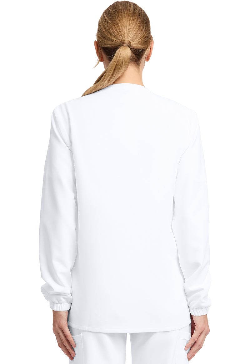 White - Cherokee WW Originals Ultra Unisex Scrub Jacket - Back View