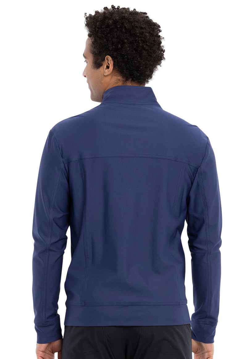 Navy - Men's Zip Front Jacket (Back)