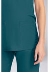 Caribbean Blue - Women's Maternity Mock Wrap V-Neck Scrub Top (View 3)