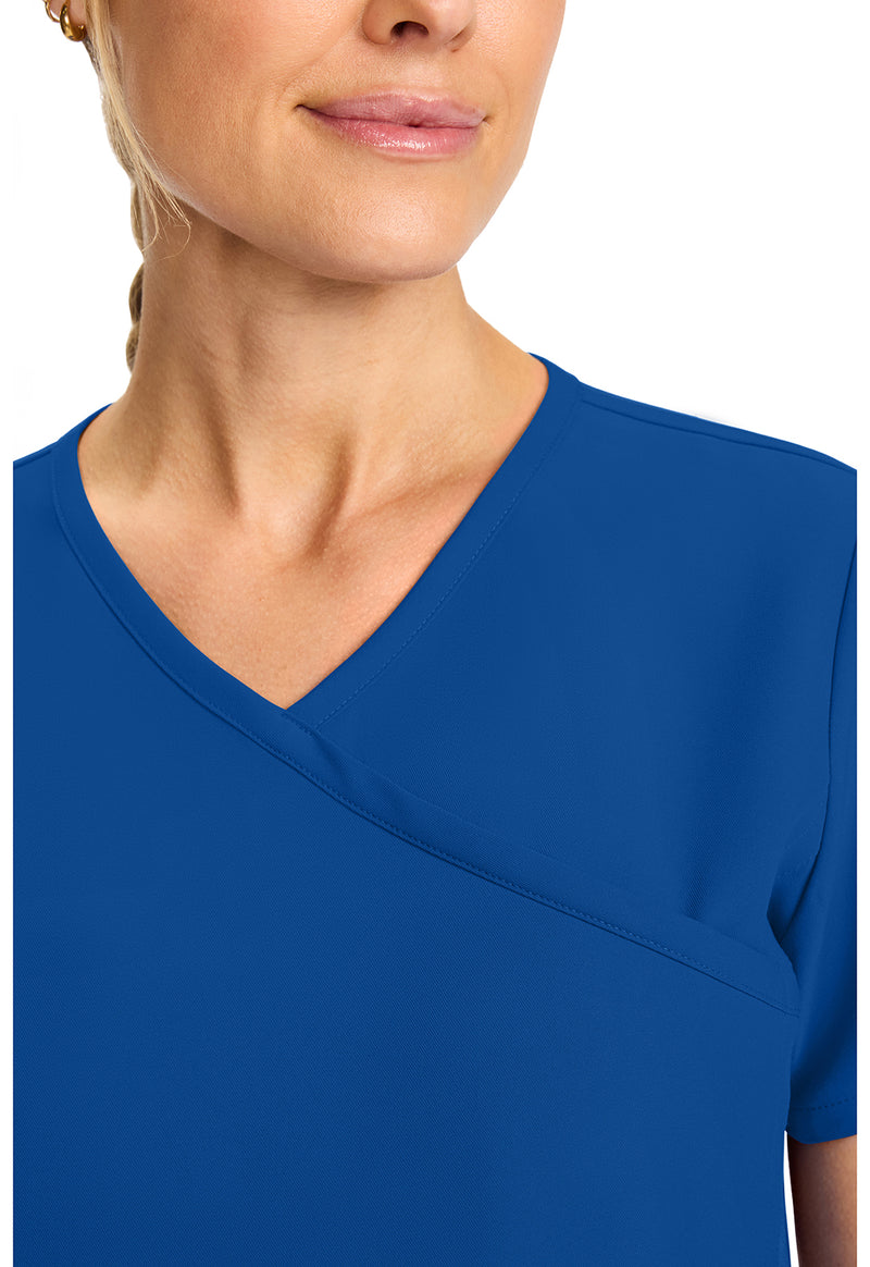 Galaxy Blue - Women's Maternity Mock Wrap V-Neck Scrub Top (View 2)