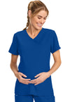 Galaxy Blue - Women's Maternity Mock Wrap V-Neck Scrub Top (View 3)