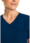 Navy - Women's Maternity Mock Wrap V-Neck Scrub Top (View 2)