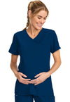 Navy - Women's Maternity Mock Wrap V-Neck Scrub Top (View 3)
