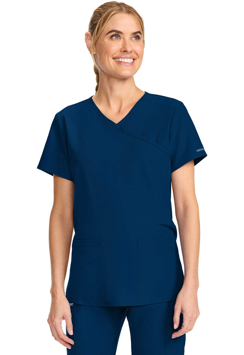 Navy - Cherokee WW Originals Ultra Women Scrub Top - Front View