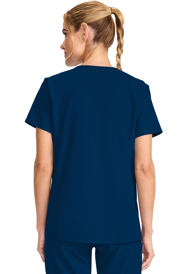 Navy - Cherokee WW Originals Ultra Women Scrub Top - Back View
