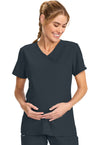 Pewter - Women's Maternity Mock Wrap V-Neck Scrub Top (View 3)