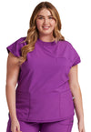 Bright Violet - Cherokee IN Infinity Women Scrub Top - Front View