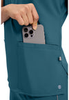 Caribbean Blue - Women's Mock Neck Scrub Top (View 3)