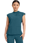 Caribbean Blue - Cherokee IN Infinity Women Scrub Top - Front View