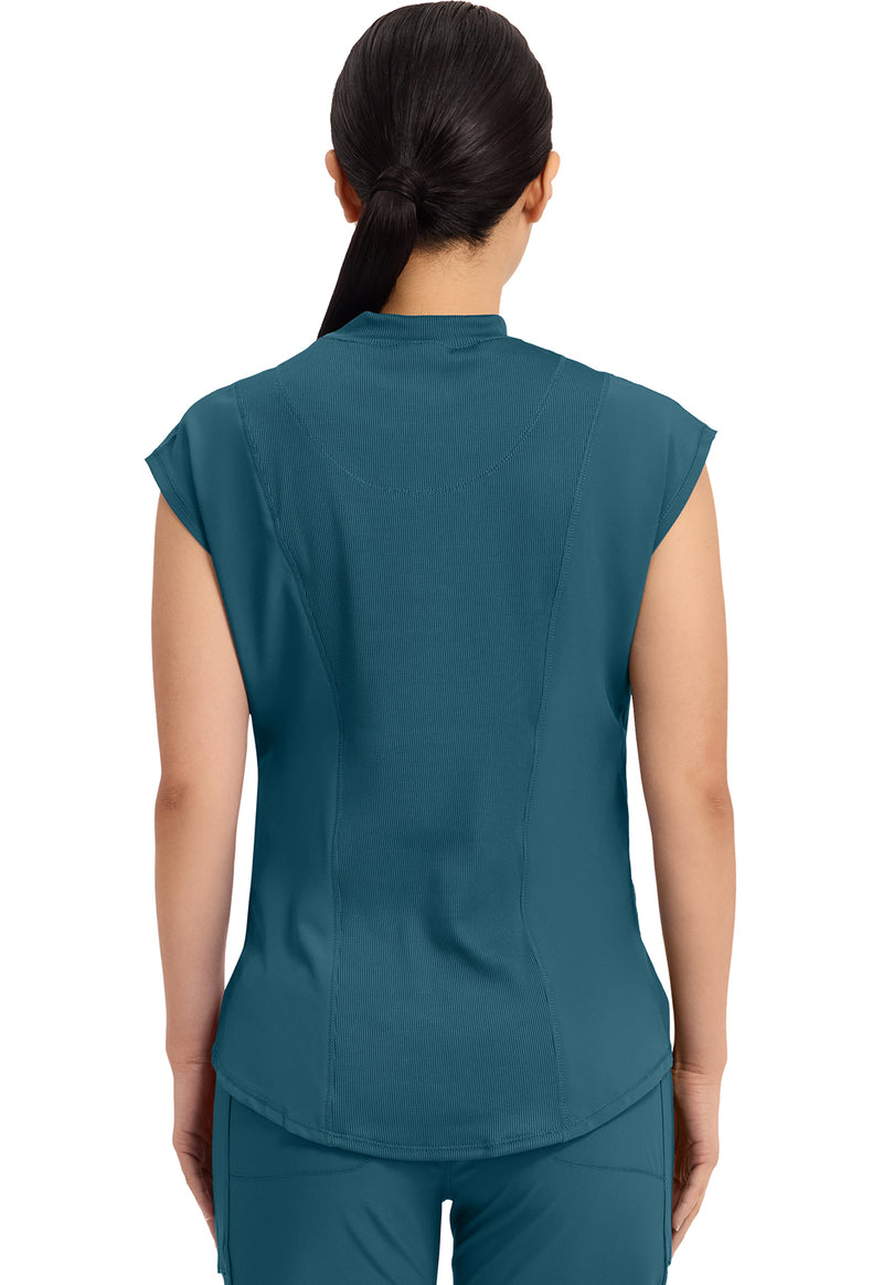 Caribbean Blue - Cherokee IN Infinity Women Scrub Top - Back View