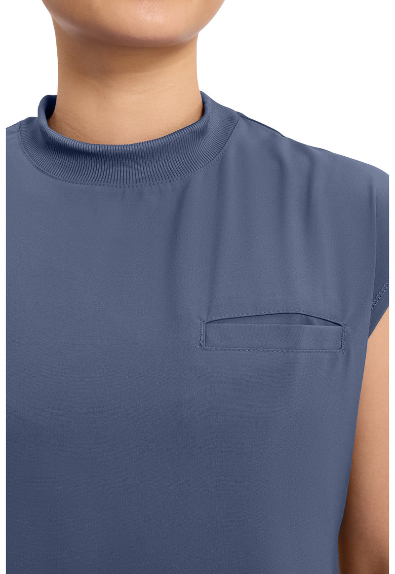 Navy - Women's Mock Neck Scrub Top (View 2)
