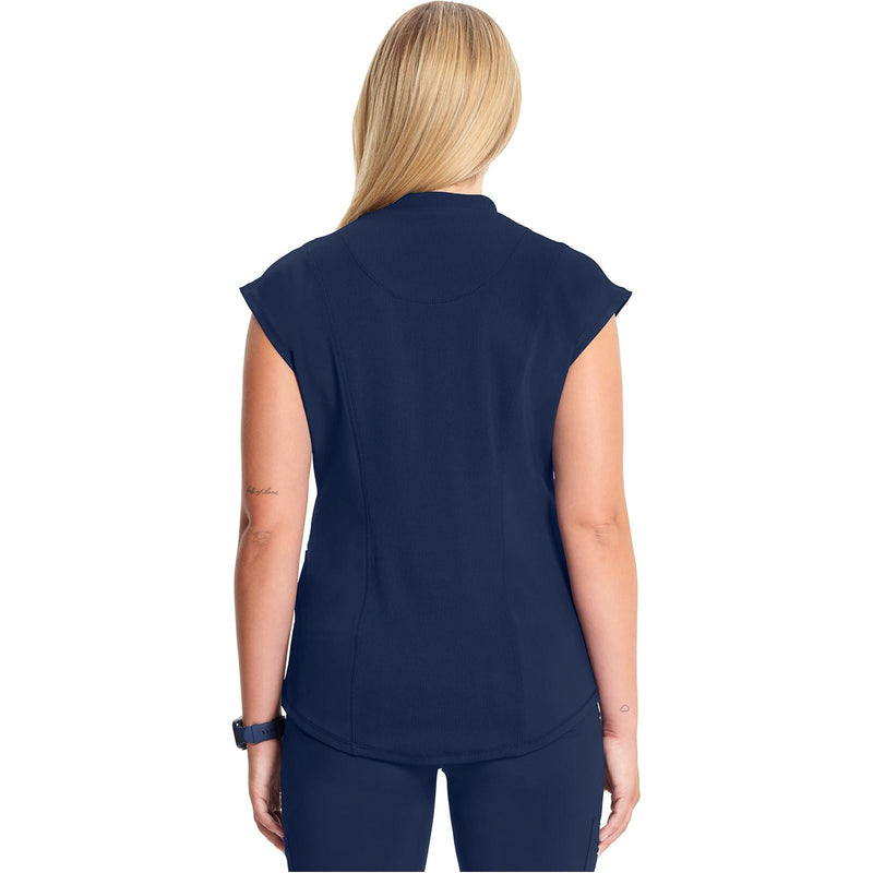 navy - Mock Neck Top
