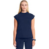 navy - Mock Neck Top
