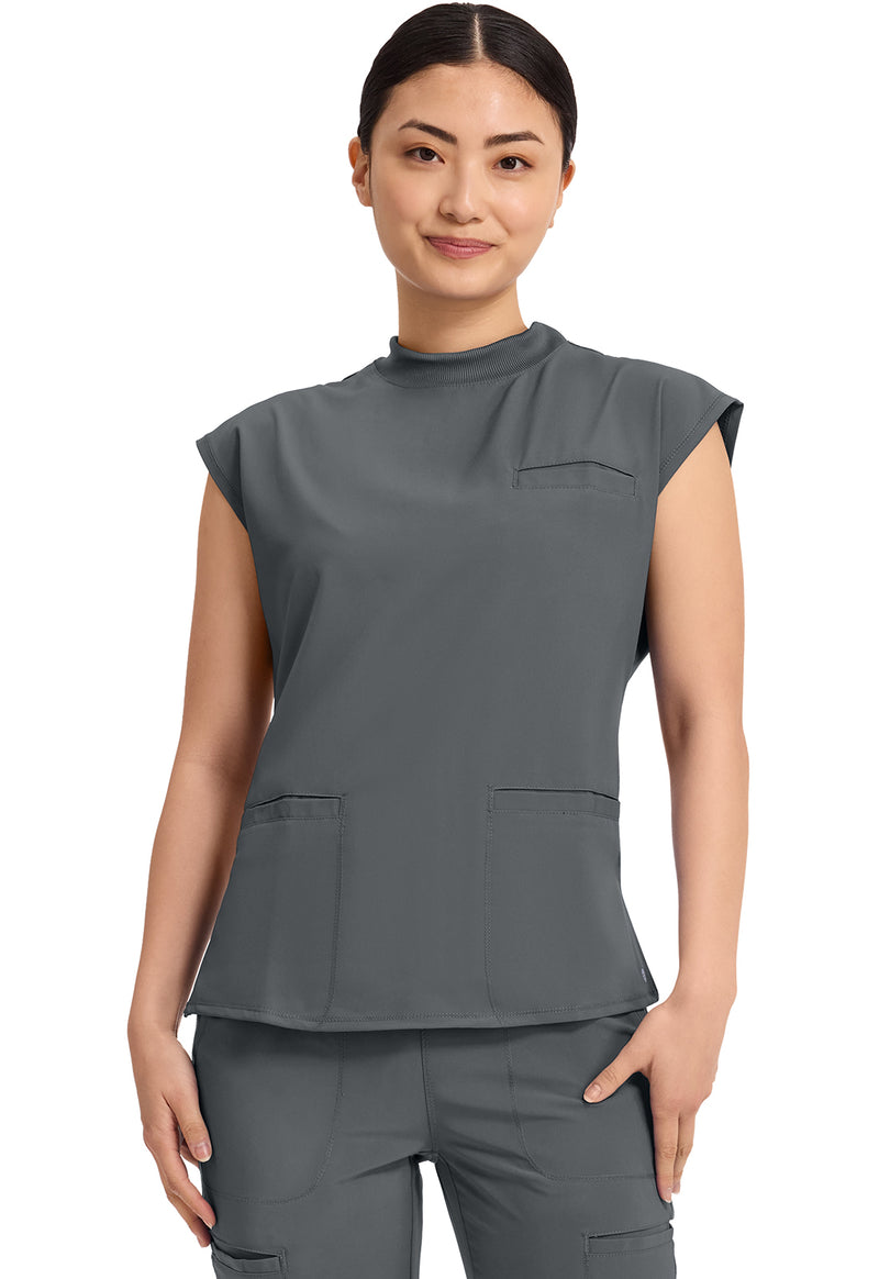Pewter - Cherokee IN Infinity Women Scrub Top - Front View