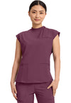 Wine - Cherokee IN Infinity Women Scrub Top - Front View