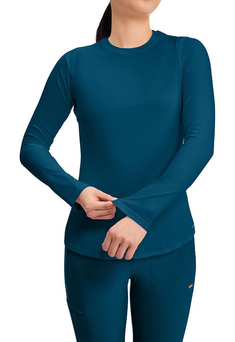 Caribbean Blue - Long Sleeve Underscrub Knit Tee (View 2)